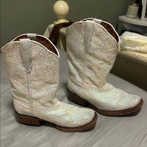 Sparkly White Kids Cowboy Boots